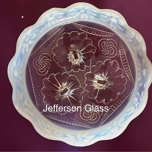 Rare Antique Jefferson Glass Co. Opalescent Pressed Glass Bowl – Early 1900s